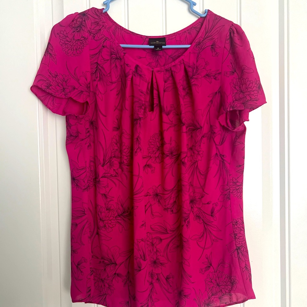 Pink floral dress shirt